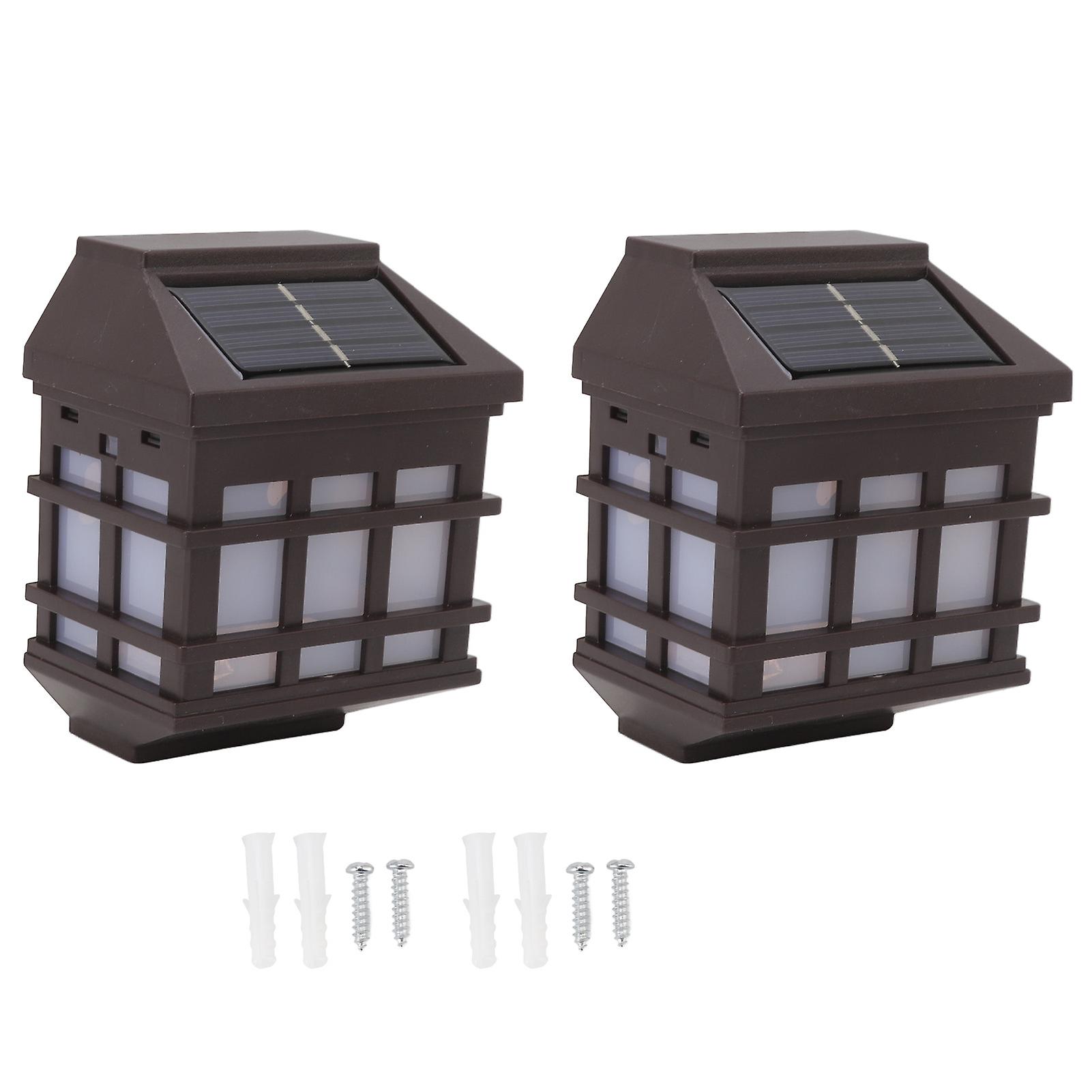 2 PCS LED Solar Wall Light Outdoor Rainproof Pane Lamp Decorative Wall Lamp for Courtyard Garden Villa White Light