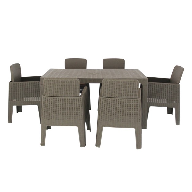 Lucca 7pc Dining Set With Cushions Gray beige Dukap