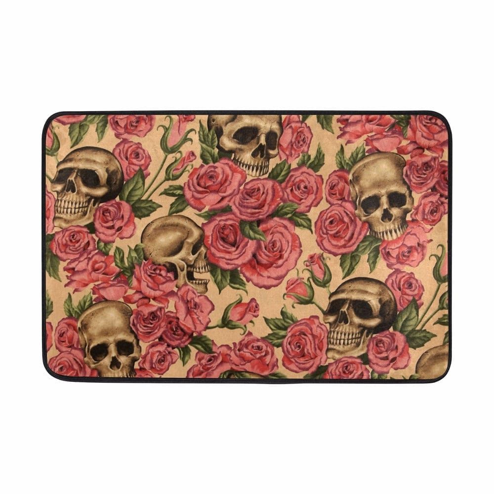 Roses and Skulls Printed Anti-Slip PVC Quick-drying Bath Mat 5 Patterns