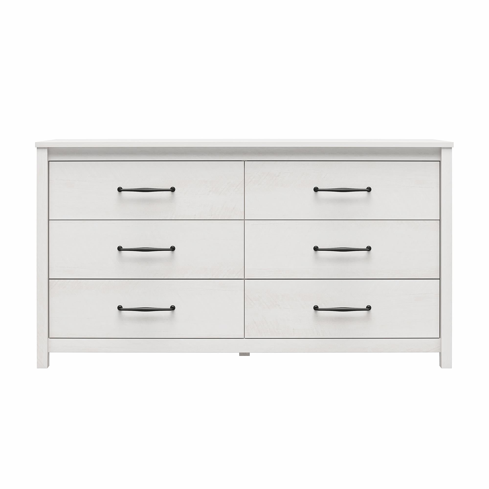 Ameriwood Home Abilene 6 Drawer Wide Dresser, Ivory Oak