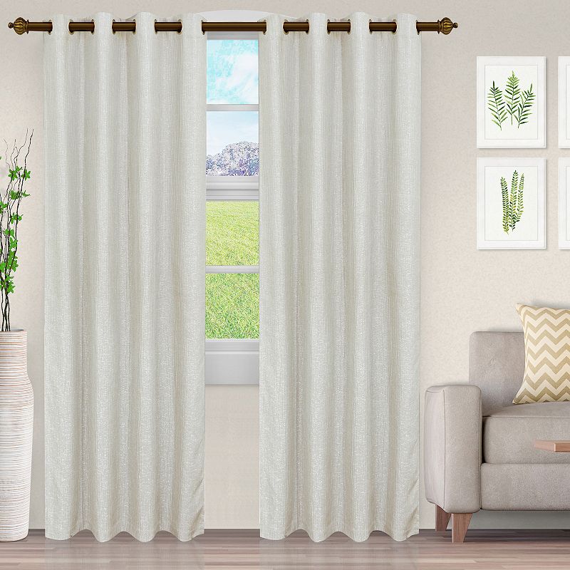 Superior Set of 2 Metallic Cascade Jacquard Window Curtain Panels