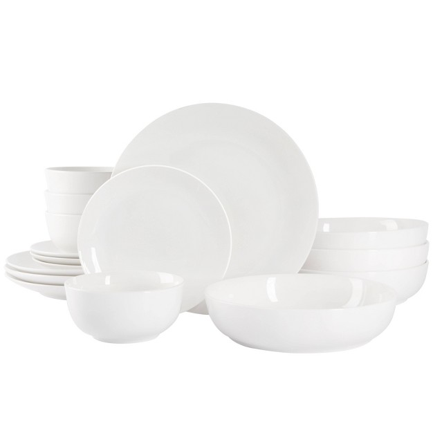 16pc Ceramic Gracious Dining Dinnerware Set White Gibson Home