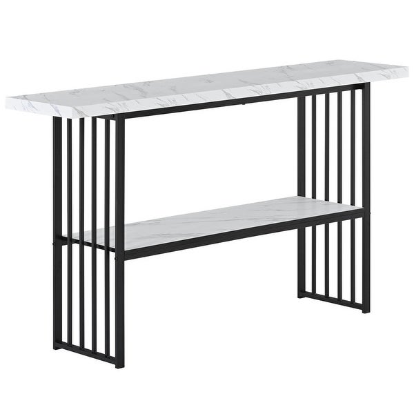 63'' Console Table with 2 Shelves， Extra Long Entryway Table with Metal Frame