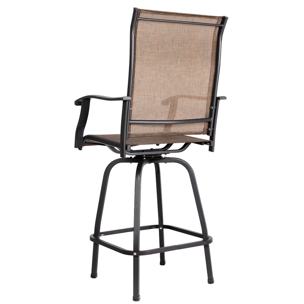 Outdoor Patio Swivel Bar Stools   Weather Textilene  Brown   bar swivel chair