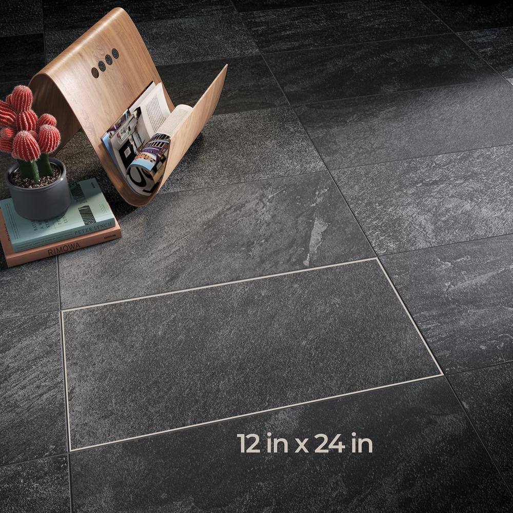 Corso Italia Alpe Black 12 in. x 24 in. Porcelain Floor and Wall Tile (15.50 sq. ft.Case) 610010004700