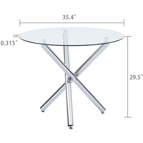 35.4 inch Tempered Glass Round Dining Table