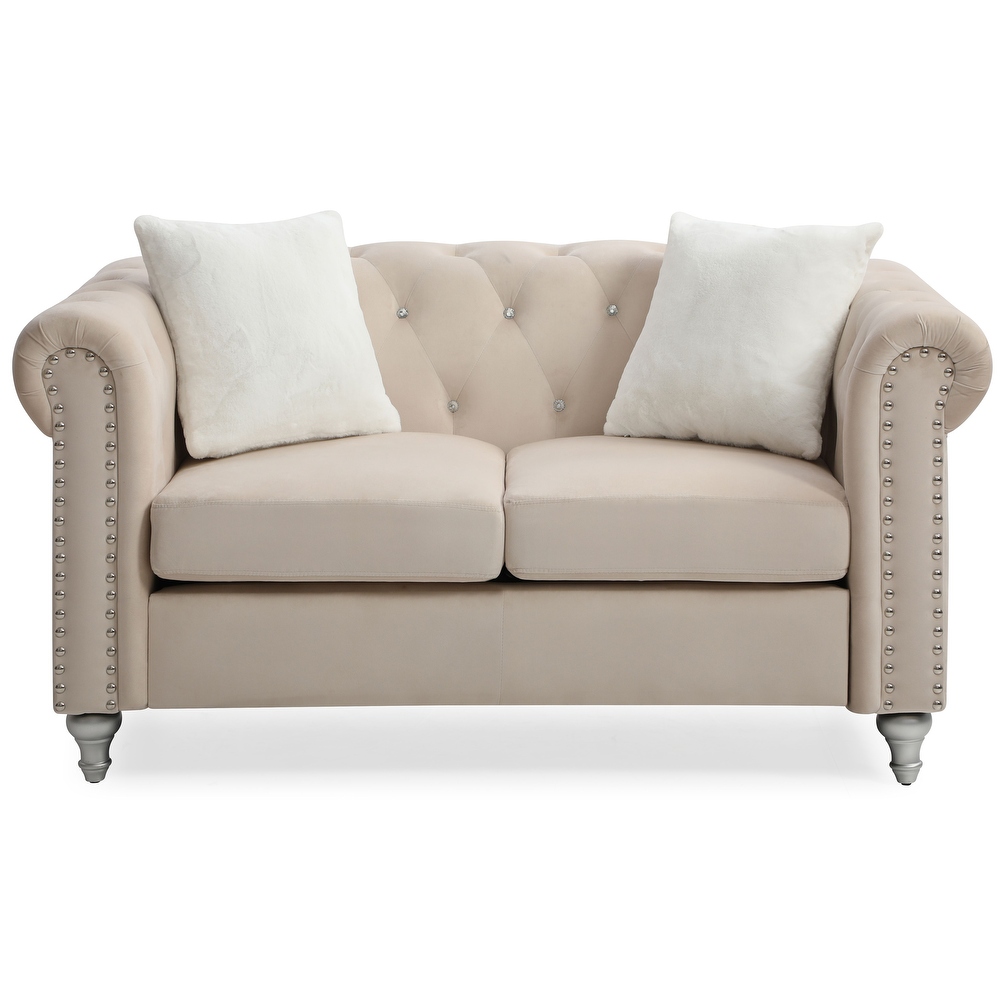 Raisa Microsuede Velvet Tufted Loveseat