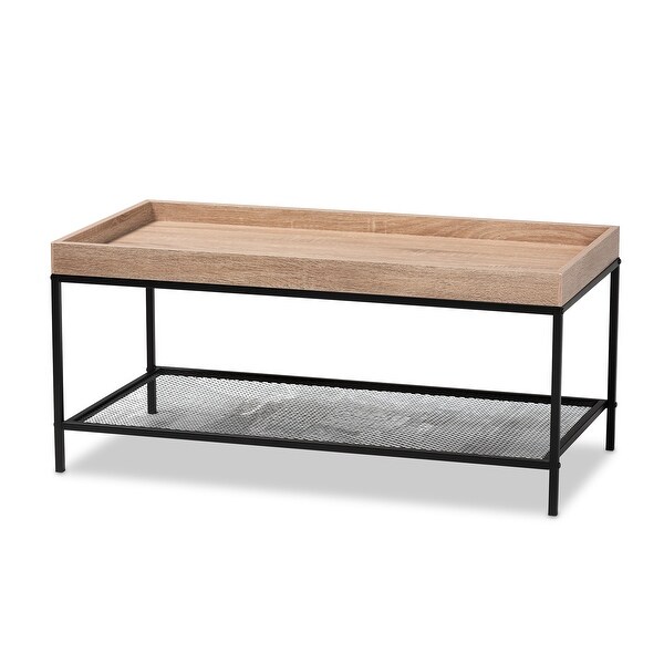 Overton Modern Industrial Oak Brown Finished Wood/ Metal Coffee Table