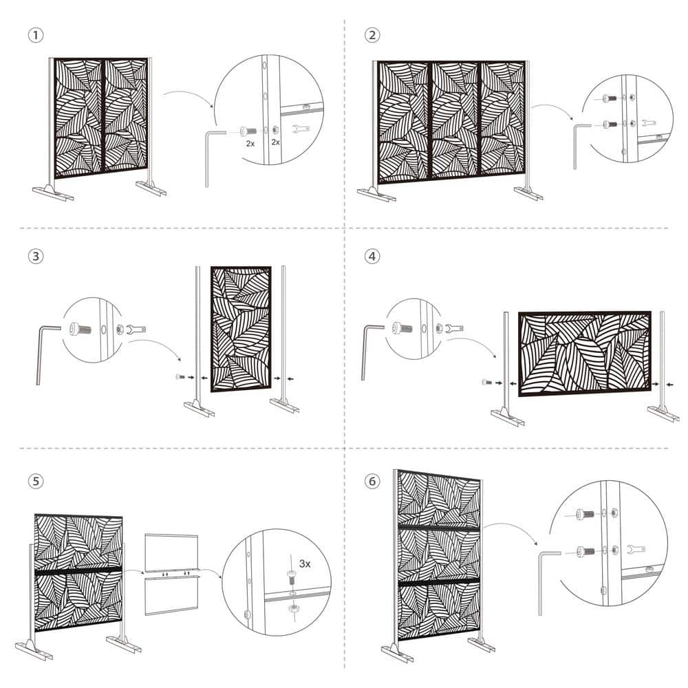 FENCY 76 in. Galvanized Steel Garden Fence Outdoor Privacy Screen Garden Screen Panels PF-B-S081