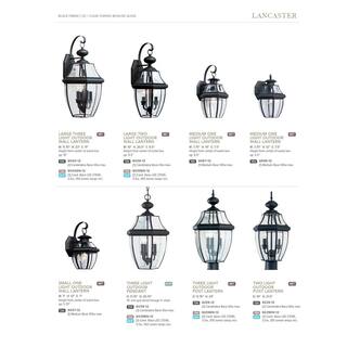 Generation Lighting Lancaster Wall Lantern Sconce 1-Light Traditional Outdoor 14 in. Black Fixture 8067-12