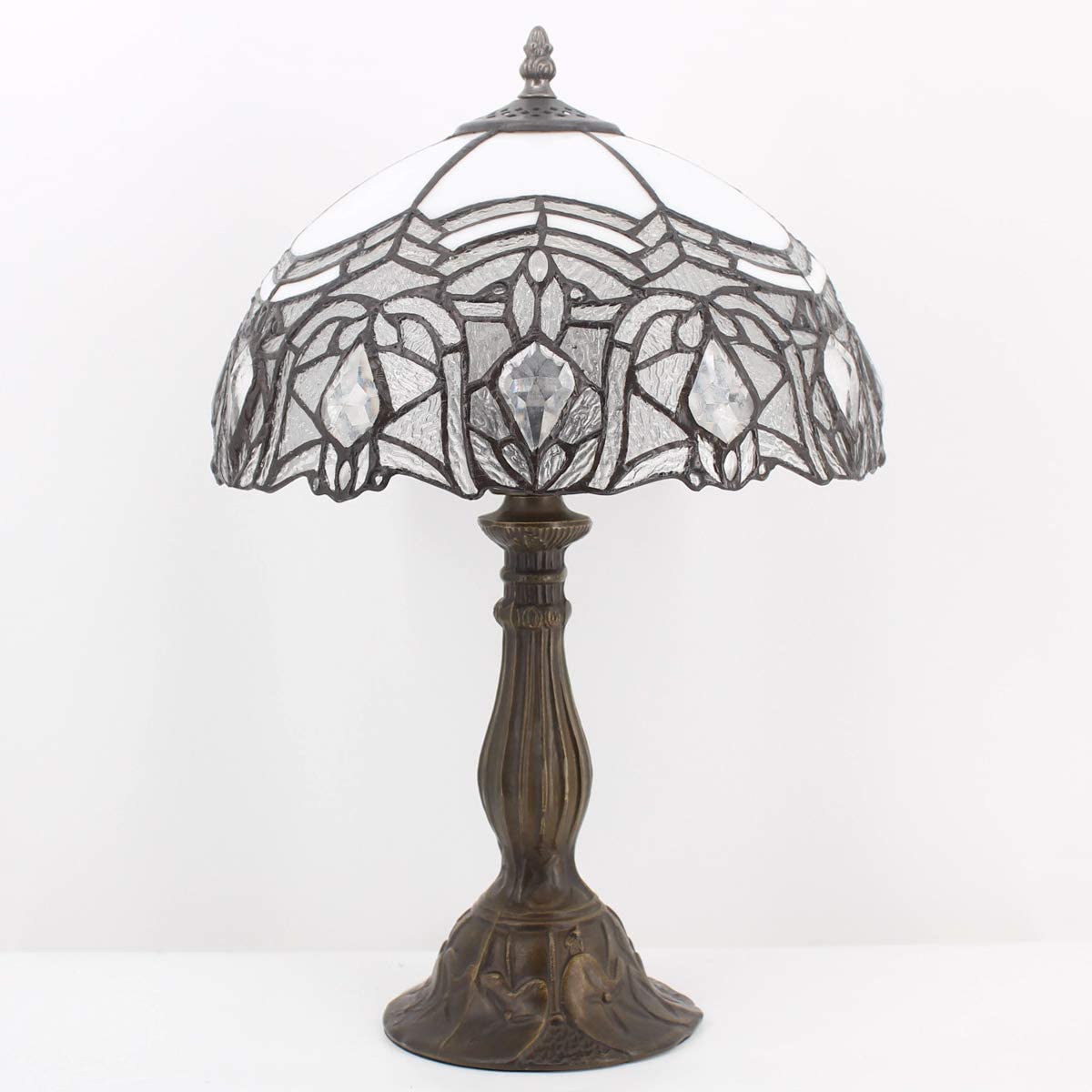 Tiffany Lamp Stained Galss Crystal Style Table Desk Reading Light W12H18 Inch Tall S508W WERFACTORY LAMPS Parent Friend Kid Lover Living Room Bedroom Study Office Coffee Bar Bedside Desk Antique Gifts