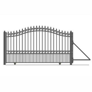 ALEKO London Style 14 ft. x 6 ft. Black Steel Single Slide Driveway Fence Gate DG14LONSSL-HD