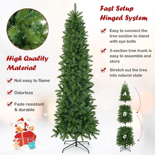 7.5 Ft Pencil Prelit Christmas Tree 200 Dual Color Lights