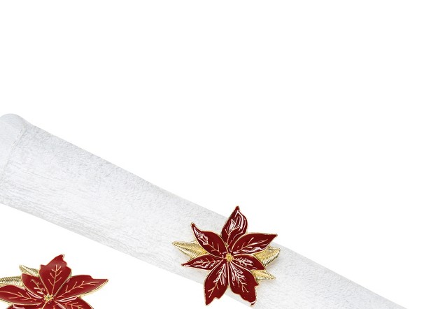 C amp f Home Red Poinsettia Napkin Ring S 4