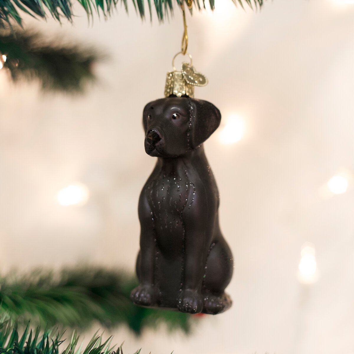 Old World Christmas Black Labrador Retriever Glass Tree Ornament