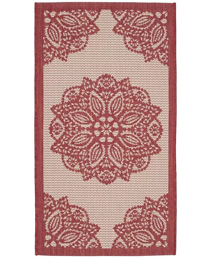 Safavieh Courtyard CY6139 Beige and Red 2'7 x 5' Sisal Weave Outdoor Area Rug