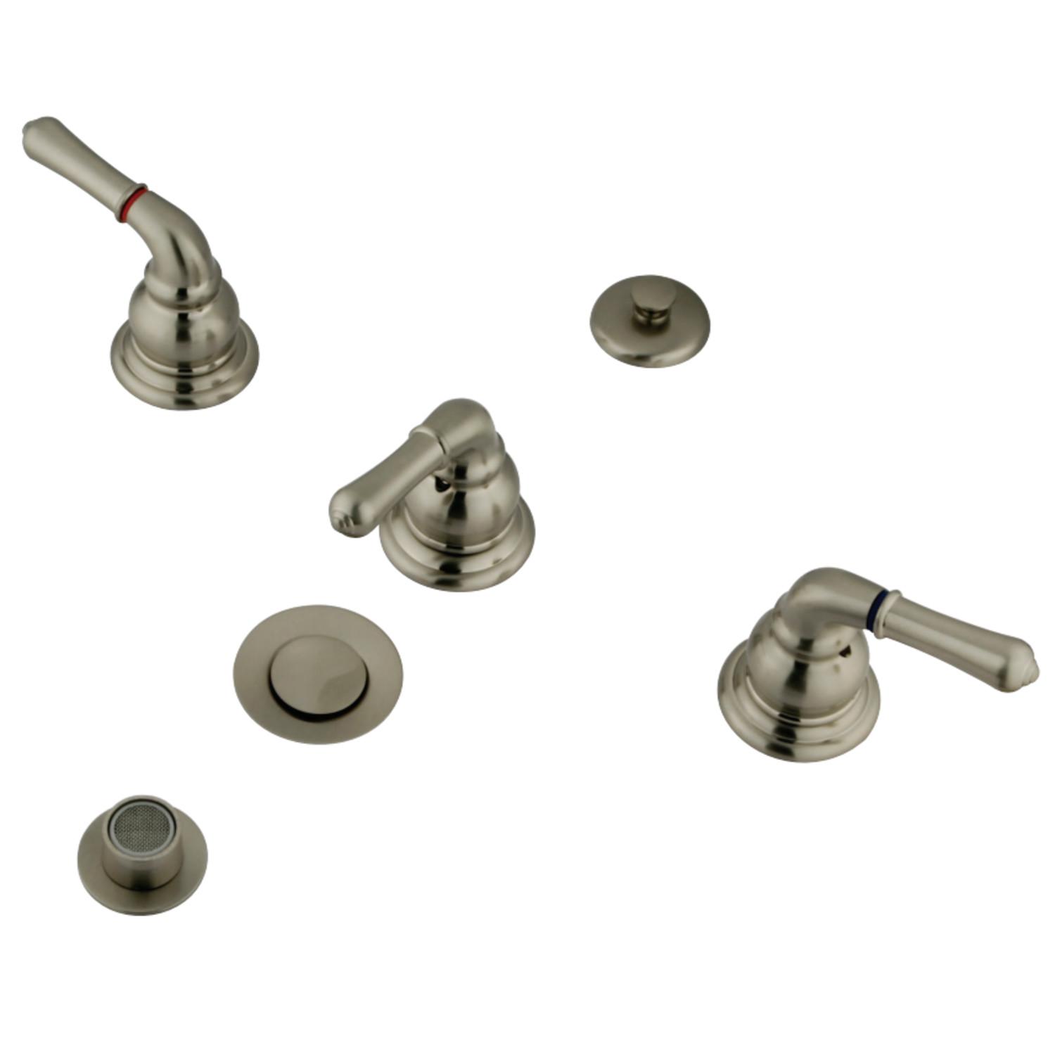 Kingston Brass KB328 Magellan Bidet Faucet with 3 Lever Handle and Pop-Up， Satin Nickel []