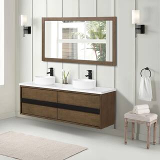 Home Decorators Collection Kordite 60 in. W x 32 in. H Rectangular Framed Wall Bathroom Vanity Mirror in Almond Latte Kordite BMR-AL