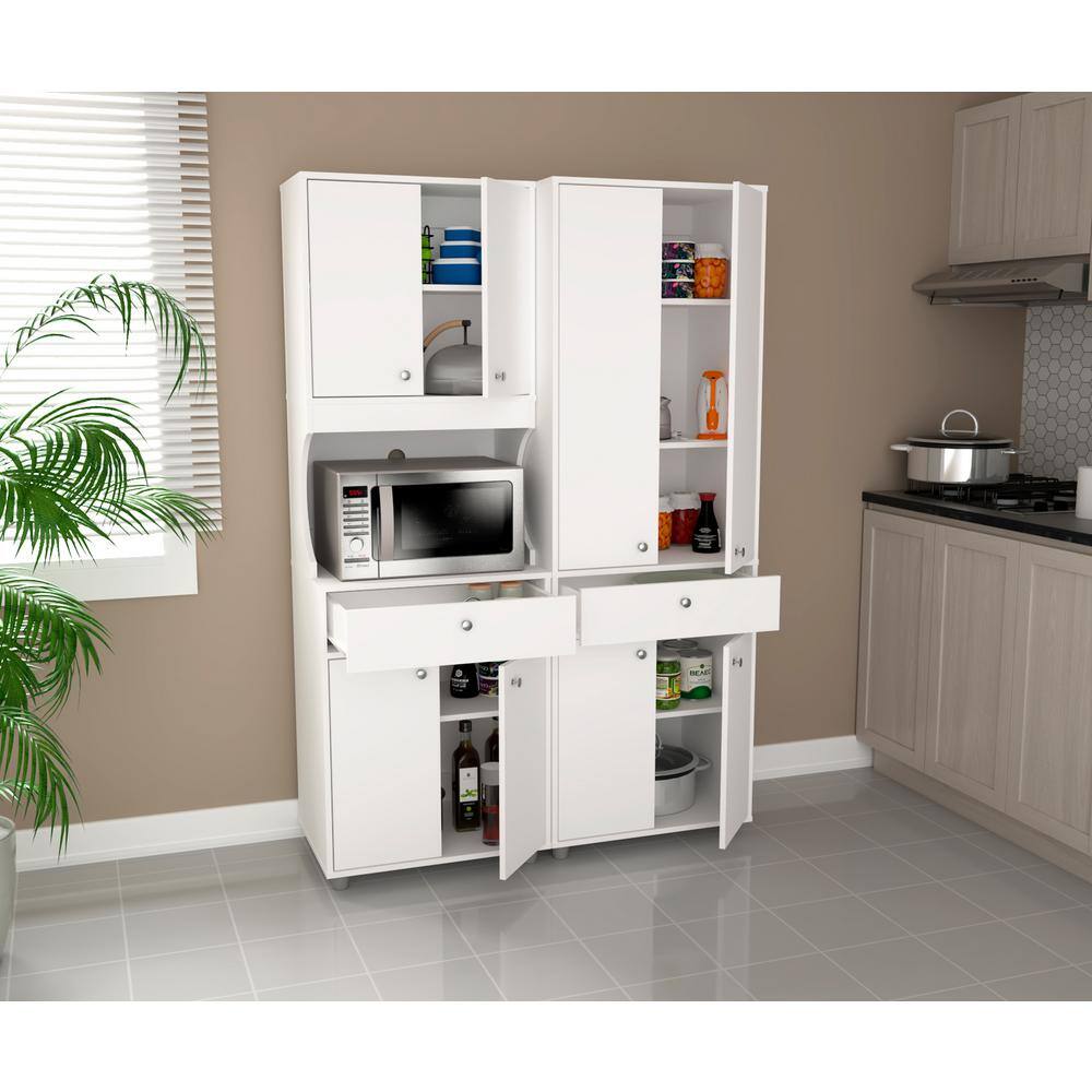 Inval Ready to Assemble 47.2 in. W x 70.5 in. H x 17 in. D Kitchen Storage Utility Cabinet in White (2-Piece) KS-GP3