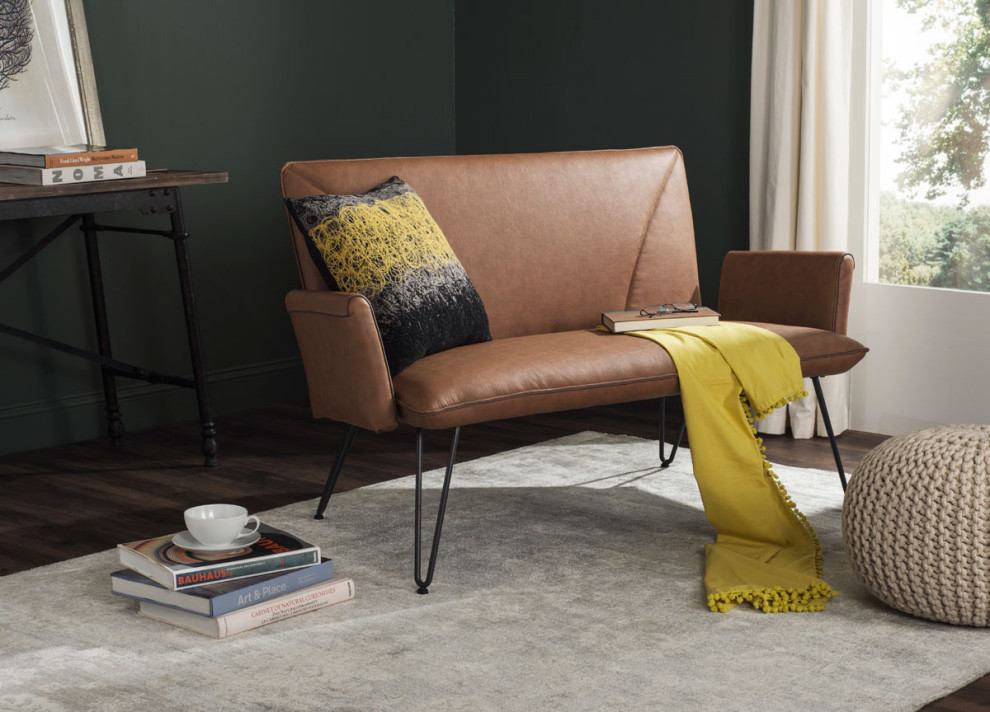 Hannah Settee Camel   Midcentury   Loveseats   by AED Luxury Home Decor  Houzz