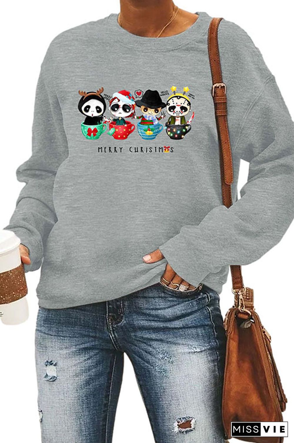 Horror Movie Characters Merry Christmas Classic Crew Sweatshirt Wholesale