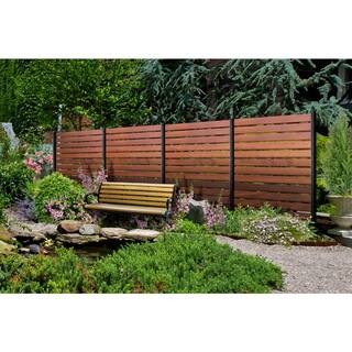 OUTDECO 96 in x 2 in. x 2in. Black Galvanized Steel Fence Post (for in-ground Decorative Privacy Panels and Slat Fence Installs) ODP96