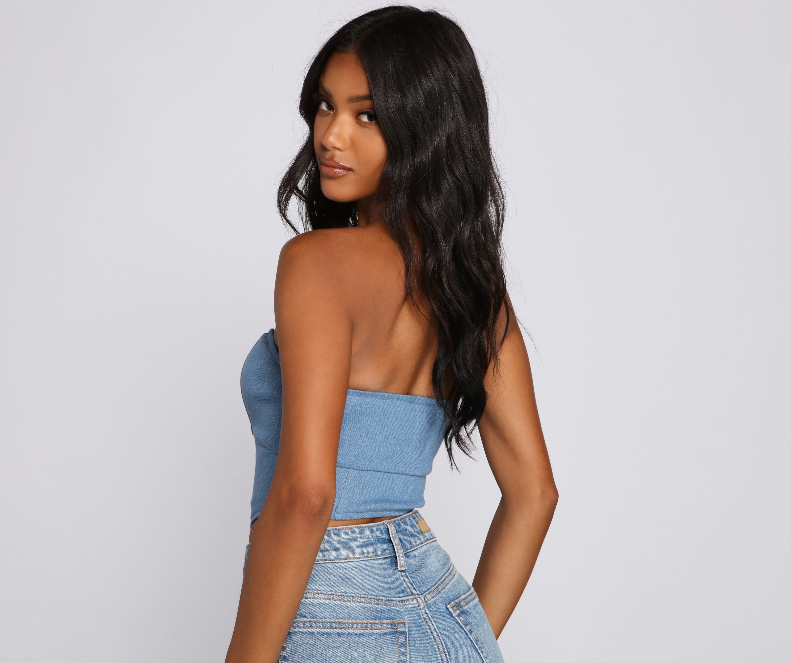 Trendy Glow Up Denim Corset