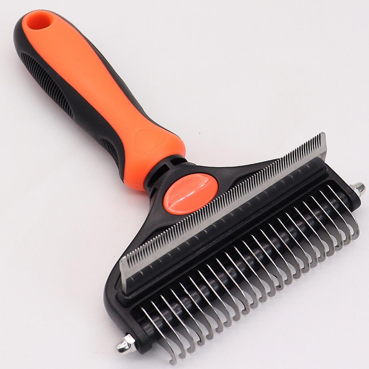 Professional Dematting Comb With 2 Sided For Dogs And Cats，precision Teeth， Ergonomically Designed， Dematting Undercoat Rake Comborange