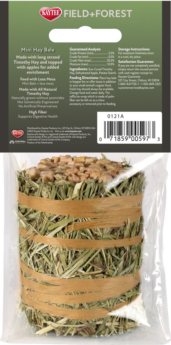 Field+Forest by Kaytee Mini Hay Bales Apple Small Pet Hay， 3.5-oz bag