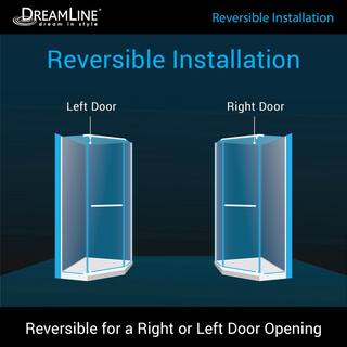 DreamLine Prism 38 in. x 38 in. x 74.75 in. Semi-Frameless Pivot Neo-Angle Shower Enclosure in Brushed Nickel with White Base DL-6031-04