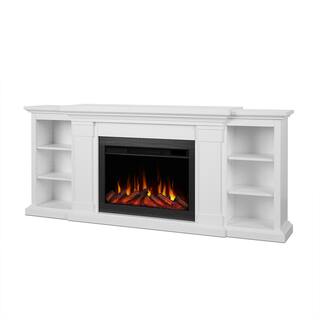 Real Flame Winterset Slim 74 in. Freestanding Wooden Electric Fireplace TV Stand in White 8022E-W