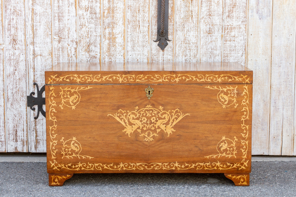 Large Walnut Marquetry Inlay Chest   Victorian   Accent Chests And Cabinets   by De cor  Houzz