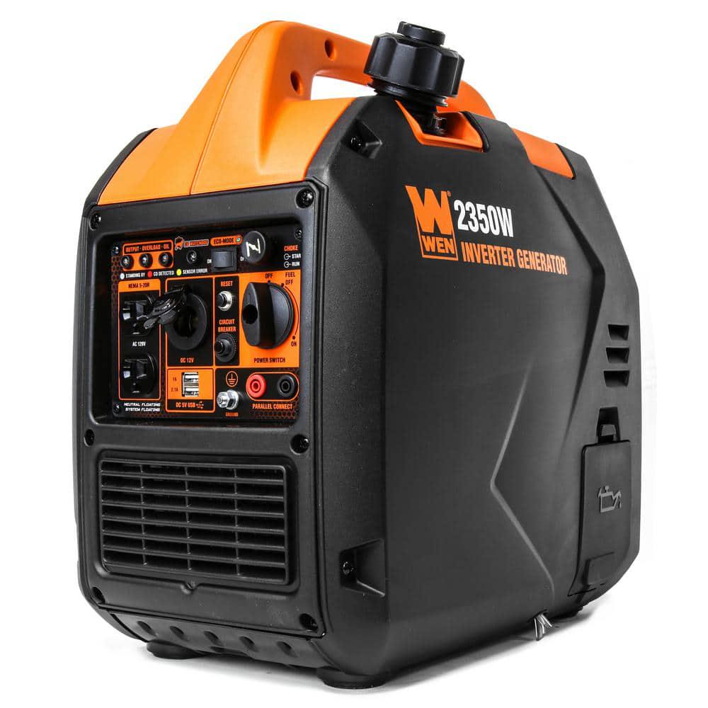 WEN Super Quiet Ultra Lightweight GasPowered Recoil Start 2350Watt Portable Inverter Generator Fuel Shut Off and CO Sensor