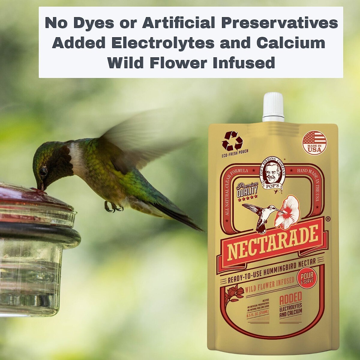 Pop's Birding Company Nectarade Ready to Use Hummingbird Nectar， 8.5-oz bottle