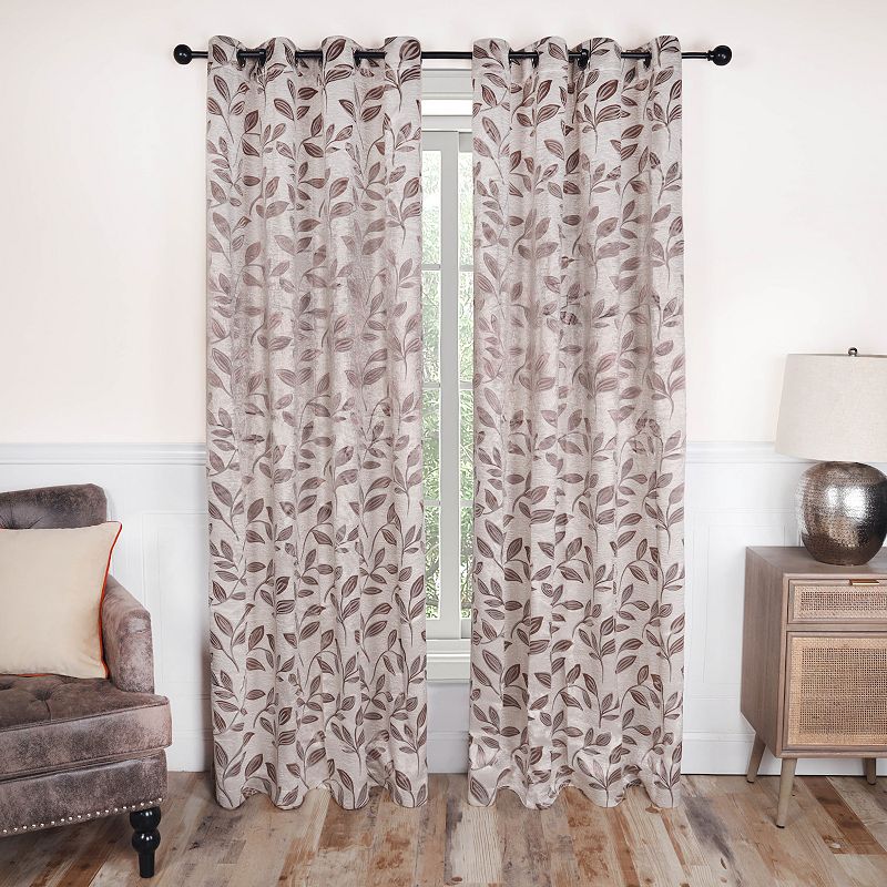 Superior Leaves Insulated Thermal 2-Pack Blackout Grommet Window Curtain Panels