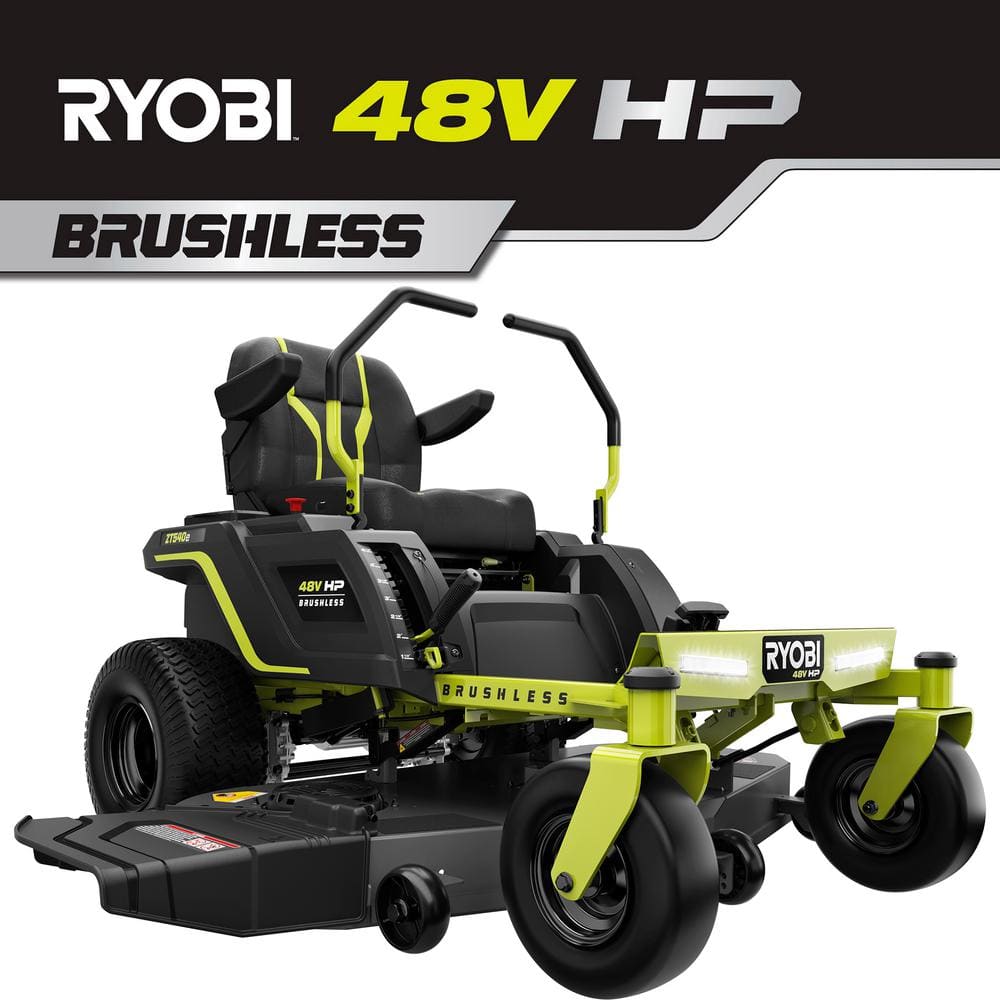 RYOBI 48V Brushless 54 in. 115 Ah Battery Electric Riding Zero Turn Mower with Mulch Kit RY48140-MK