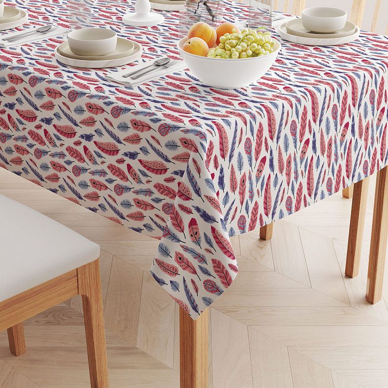 Square Tablecloth， 100% Cotton， 60x60， Colored Feathers