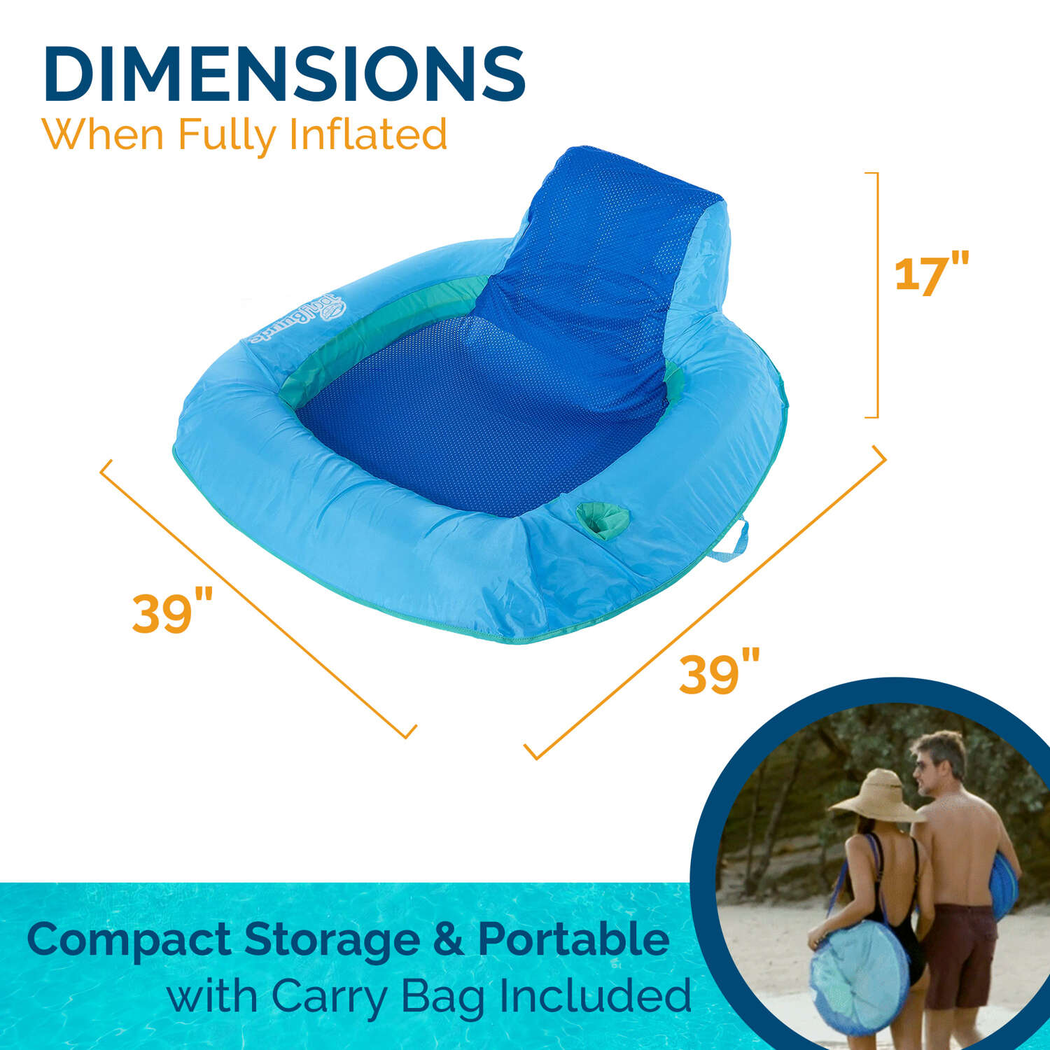 Swimways Blue Fabric/Mesh Inflatable Mattress Floating Pool Mat