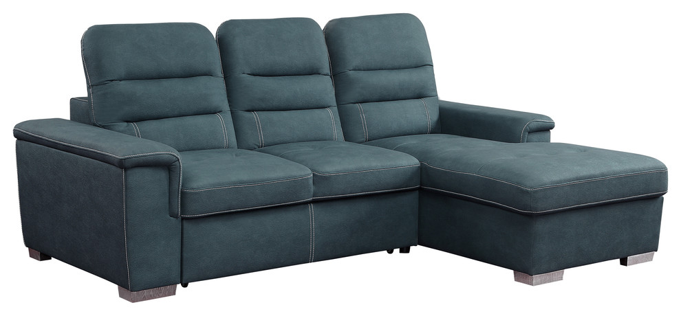 Brooks 2 Piece Set Sectional Sofa With Pull Out Bed And Storage  2 Tone   Contemporary   Sectional Sofas   by Lexicon Home  Houzz