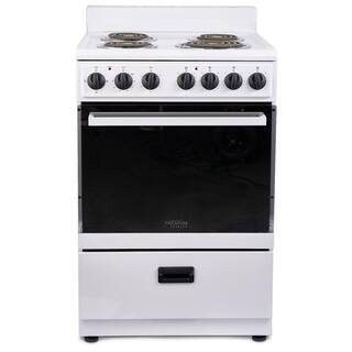 Premium LEVELLA 24 in. 2.7 cu. ft. Single Oven Electric Range with 4 Burners and Storage Drawer in White PRE2425GW