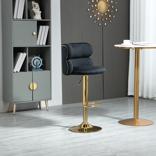 Height Adjustable Upholstered Barstools with Ergonomic-Sesigned Backrest and Footrest