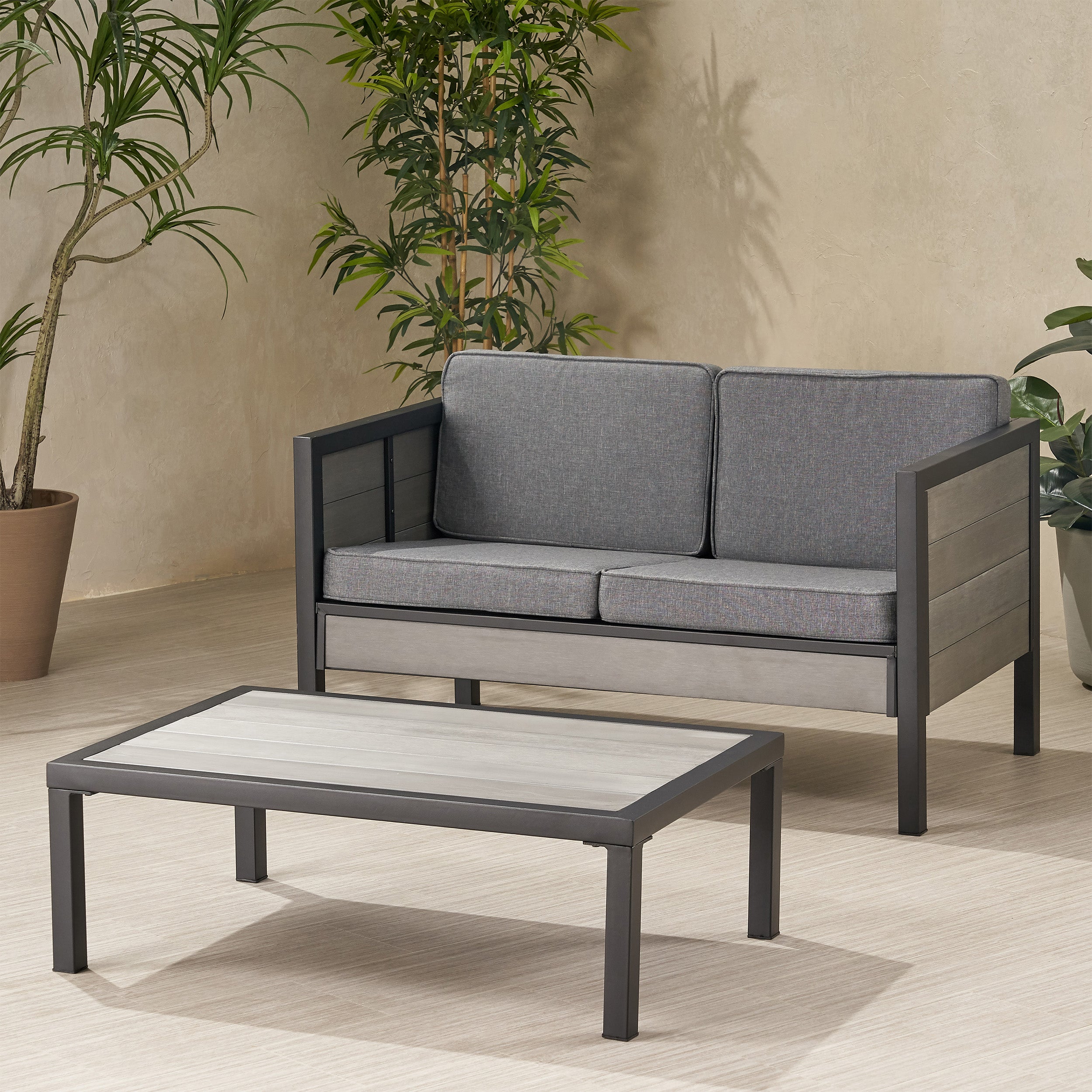 Grace Outdoor Loveseat Set with Coffee Table