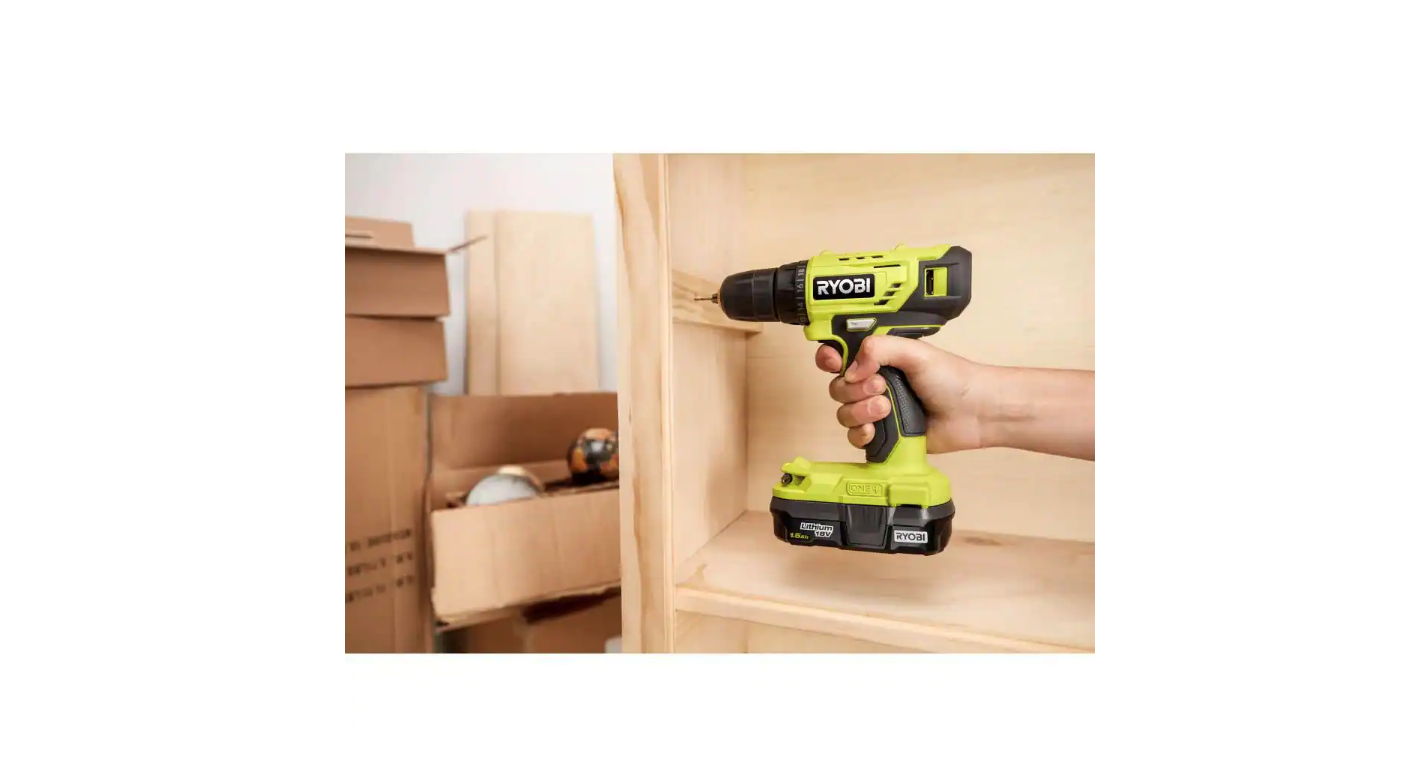 RYOBI PDD209K ONE+ 18V Cordless 3/8 in. Drill/Driver Kit with 1.5 Ah Battery and Charger