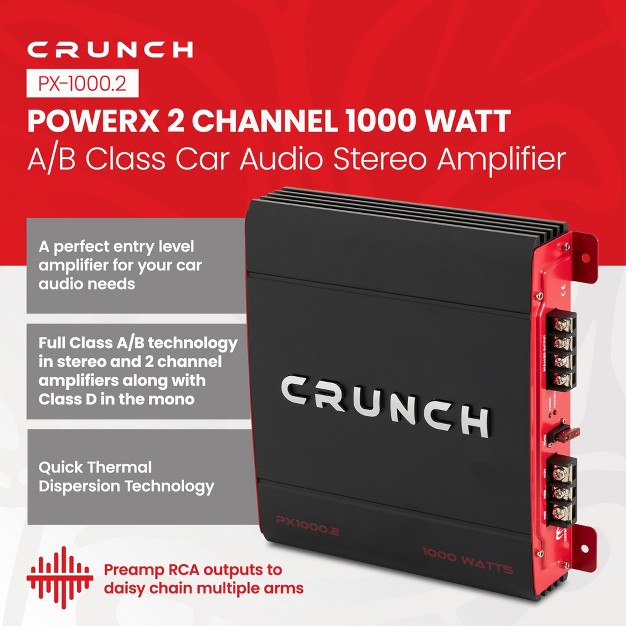 Crunch 2 Channel 1000 Watt Amp A b Class Car Audio Stereo Amplifier Px 1000 2