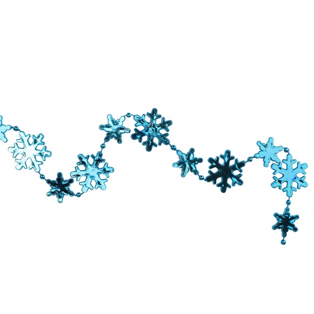 Shiny Blue Snowflakes Beaded Christmas Garland