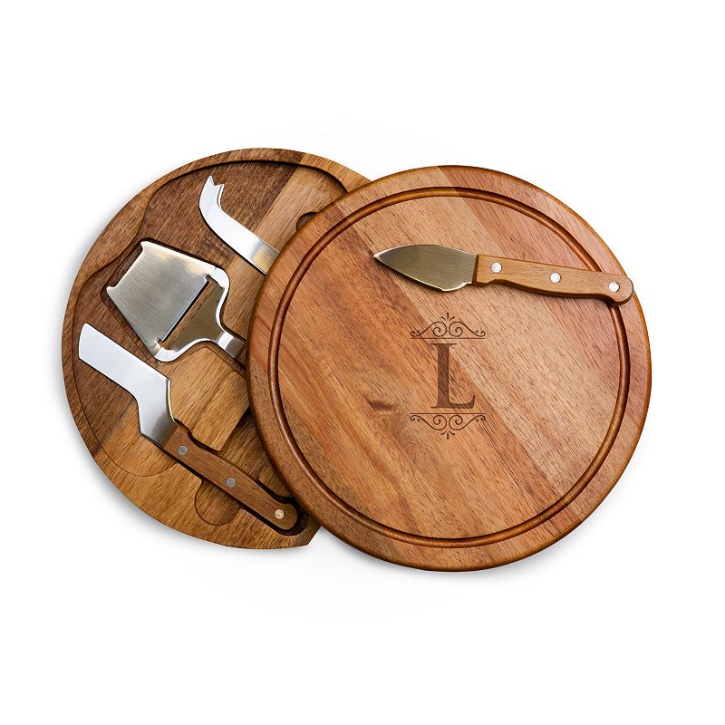 Toscana Monogram Acacia Circo Cheese Cutting Board and Tools Set