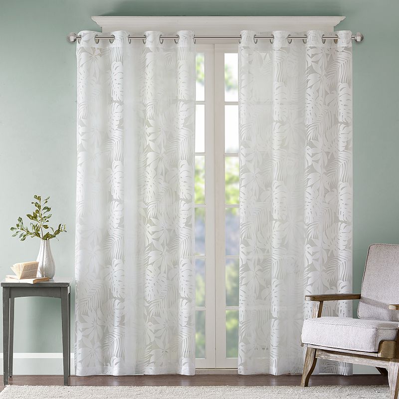 Madison Park 1-Panel Kauna Palm Leaf Sheer Grommet Window Curtain