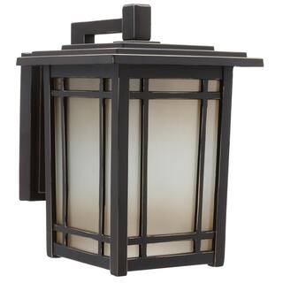 Home Decorators Collection Port Oxford 1-Light Oil Rubbed Chestnut Outdoor Wall Lantern Sconce 23212