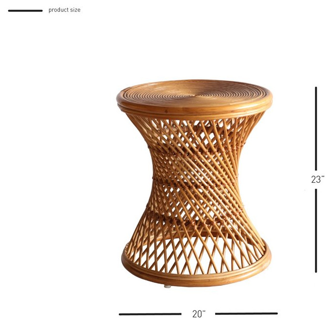 New Pacific Direct Kirby 20 quotModern Round Rattan Stool in Canary Brown   Tropical   Side Tables And End Tables   by HedgeApple  Houzz