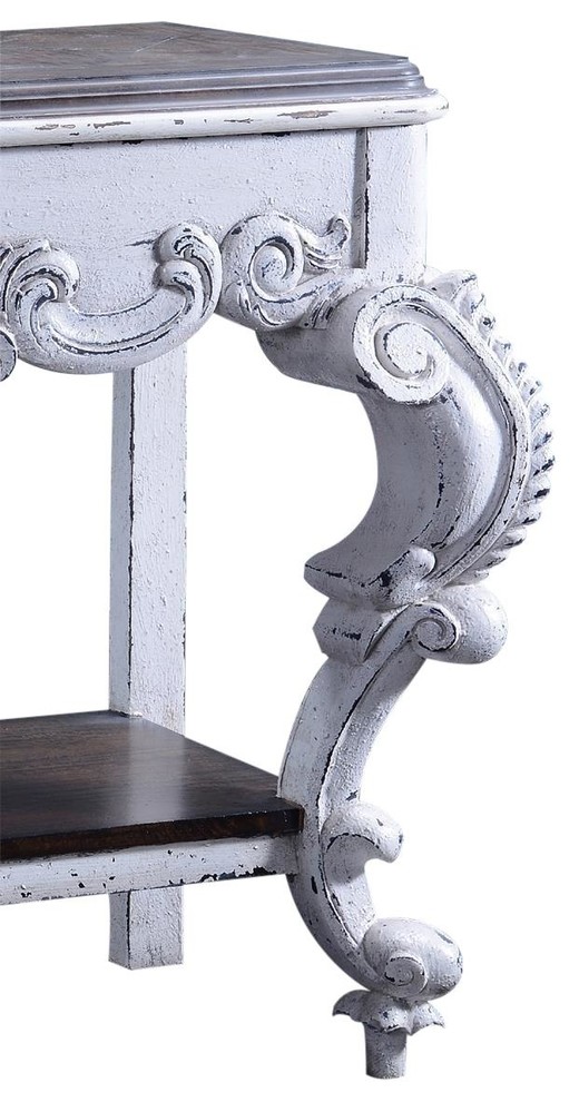 Console Baroque Rococo Carved Distressed White Solid Wood  Oak   French Country   Console Tables   by EuroLuxHome  Houzz